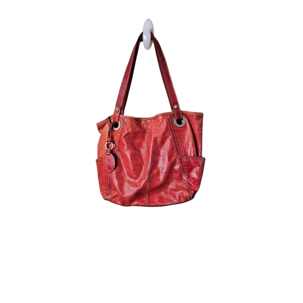 Vintage red fossil leather bag.